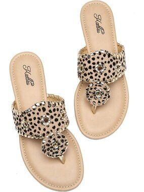 Women's Flat Sandals Flip Flop Leopard Sandals Dressy Thong Sandals Slip On